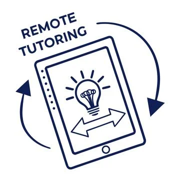 Remote Tutoring Icon Outline Vector White Background Illustrazione stock