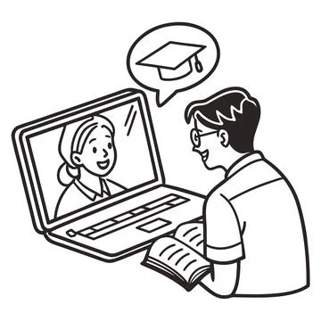Remote Tutoring Icon Outline Vector White Background Stock Illustration