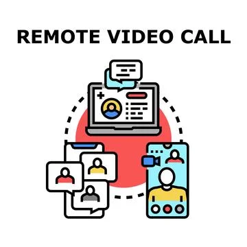 Remote video call concept communication working online Illustrazione stock