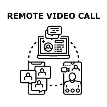 Remote video call concept communication working online Illustrazione stock