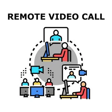 Remote video calling concept connecting business people online Stock Illustration
