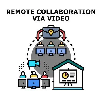 Remote video collaboration concept connecting global teams Stock Illustration