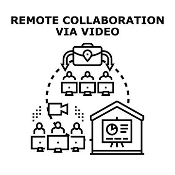Remote video collaboration concept connecting global teams Stock Illustration