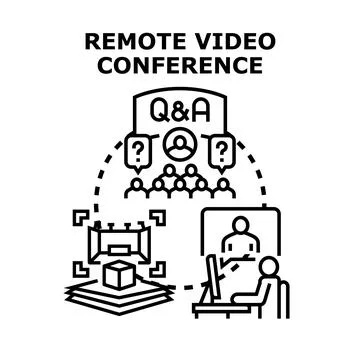 Remote video conference concept with virtual audience Stockillustratie