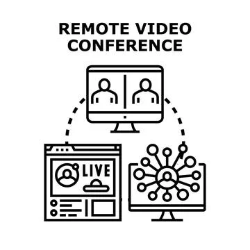 Remote video conference online networking and streaming Stock Illustration