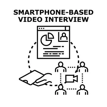 Remote video interview concept for online job applications Stock Illustration