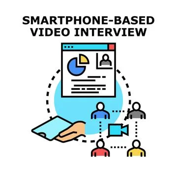 Remote video interview concept for online job applications Stock Illustration