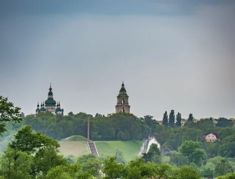 Remote View of the Temple and the Bell Tower in Chernigov Stock Footage 63402086