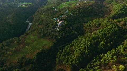 Remote village from above 스톡 동영상 331056089