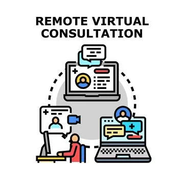 Remote virtual consultation connecting people online for support Stock Illustration