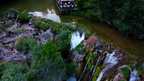 Remote Waterfall in Nature  Provalije from Drone Perspective Stock Footage 313299008