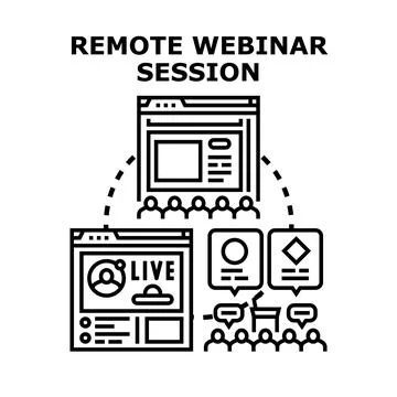 Remote webinar session concept with online streaming Stock Illustration
