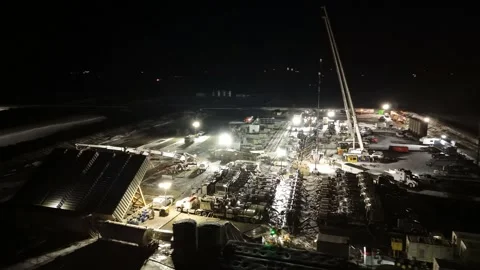 Remote Winter Fracking Operation Stock Footage 332253201