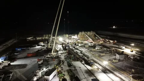 Remote Winter Fracking Operation Stock Footage 332253233