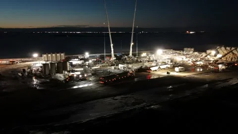 Remote Winter Fracking Operation Stock Footage 332253240