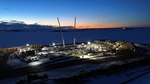 Remote Winter Fracking Operation Stock Footage 332744678