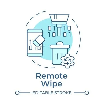 Remote wipe soft blue concept icon Illustrazione stock