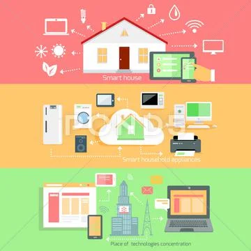 Remote Wireless Control of Home Appliances Stock Illustration