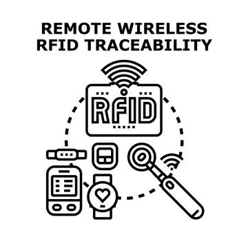 Remote wireless rfid technology enabling precise traceability identification Stock Illustration