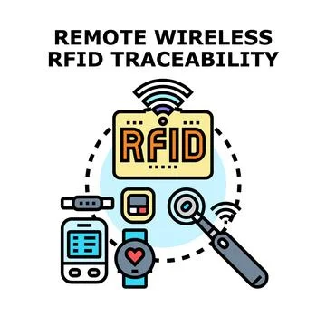Remote wireless rfid technology enabling precise traceability identification Stock Illustration