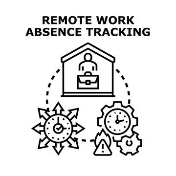 Remote work absence tracking and employee management system Stock Illustration
