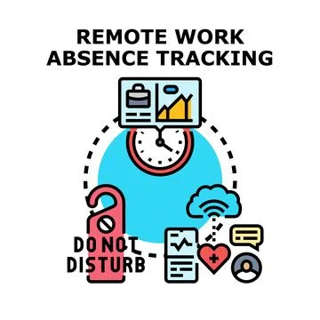 Remote work absence tracking management system icon Stock Illustration