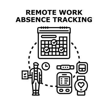 Remote work absence tracking system with digital tools Stock Illustration