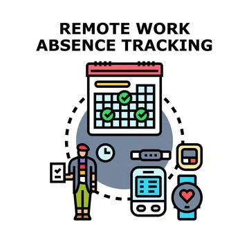 Remote work absence tracking system with digital tools Stock Illustration