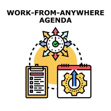 Remote work agenda planning with flexible time management Ilustración de archivo