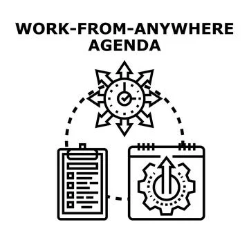 Remote work agenda planning with flexible time management Stock Illustration