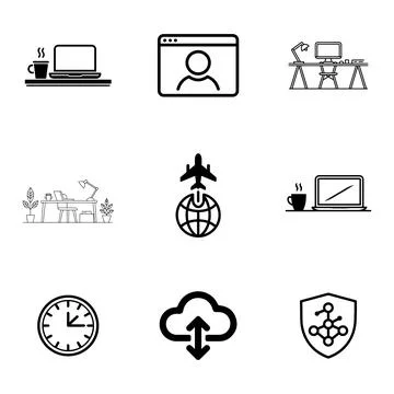 Remote Work and Digital Nomad Icons set. Stock-Illustration