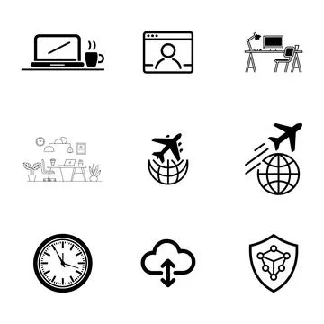 Remote Work and Digital Nomad Icons set. イラスト素材