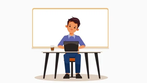 Remote Work and Digital Workspace Illustration Stock Footage 333692988