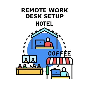 Remote work and flexible office setup concept イラスト素材