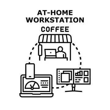 Remote work and at home workstation concept イラスト素材