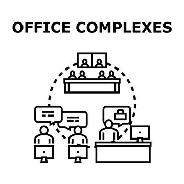 Remote work and office complex collaboration using technology 스톡 일러스트