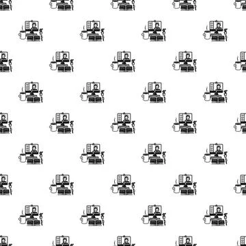 Remote work and online education seamless pattern Stock Illustration