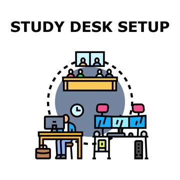 Remote work and online learning setup concept 스톡 일러스트