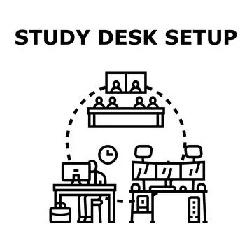 Remote work and online learning setup concept 스톡 일러스트
