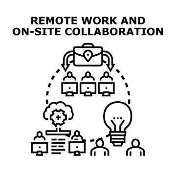 Remote work and on site collaboration business concept Stock Illustration