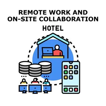 Remote work and on site collaboration hotel concept イラスト素材