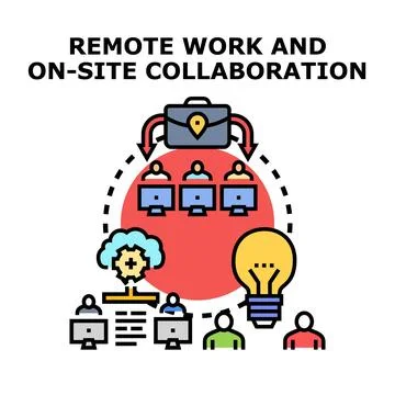 Remote work and on site collaboration business concept Stock Illustration