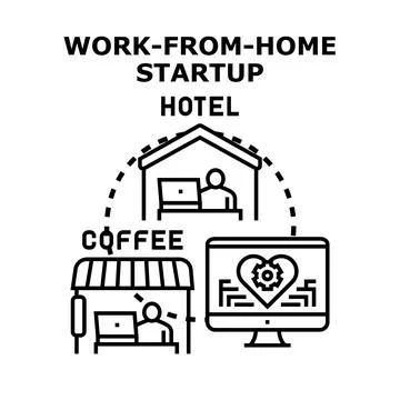 Remote work and startup office lifestyle concept Illustrazione stock