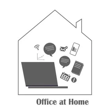 Remote work from anywhere in the world, online work at home. Self-isolation, Stock Illustration
