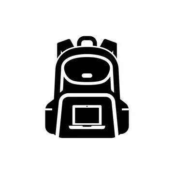 Remote Work Backpack with Laptop Symbol 库存插图