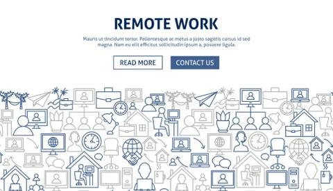 Remote Work Banner Design Stock Illustration