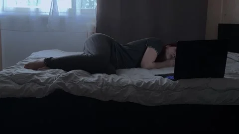 Remote Work Burnout and Bedrotting Concept 動画素材 340341026