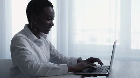 Remote work business chat female leader laptop Stock Footage 231056166