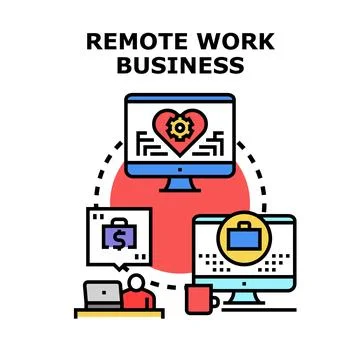 Remote work business concept connecting distant employees digitally イラスト素材