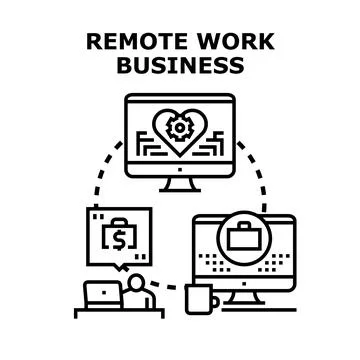 Remote work business concept connecting distant employees digitally Stockillustratie